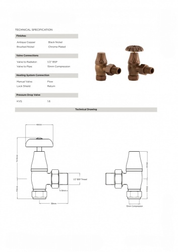 Buckingham Manual Cast Iron Radiator Valve Black Nickel